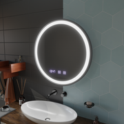 LED Touch Otto Mirror Dezoring System, hodiny a teplota 80 cm Černý hrubý rám