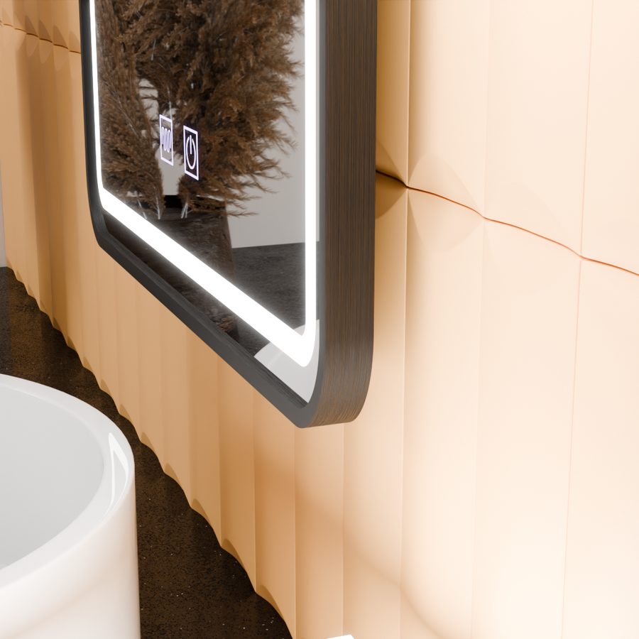 Obdélníkové LED zrcadlo, 50x70cm, Taglio Touch, Demister System, černý rám