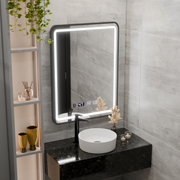 LED Touch Karl Mirror Defrition System, hodiny a teplota 50x70 cm Černý štětec