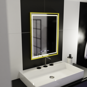 Obdélníkový LED zrcadlo 50x70cm Verite Royale Gold Motion Glow Marcello Dimable Clock Dezoring System