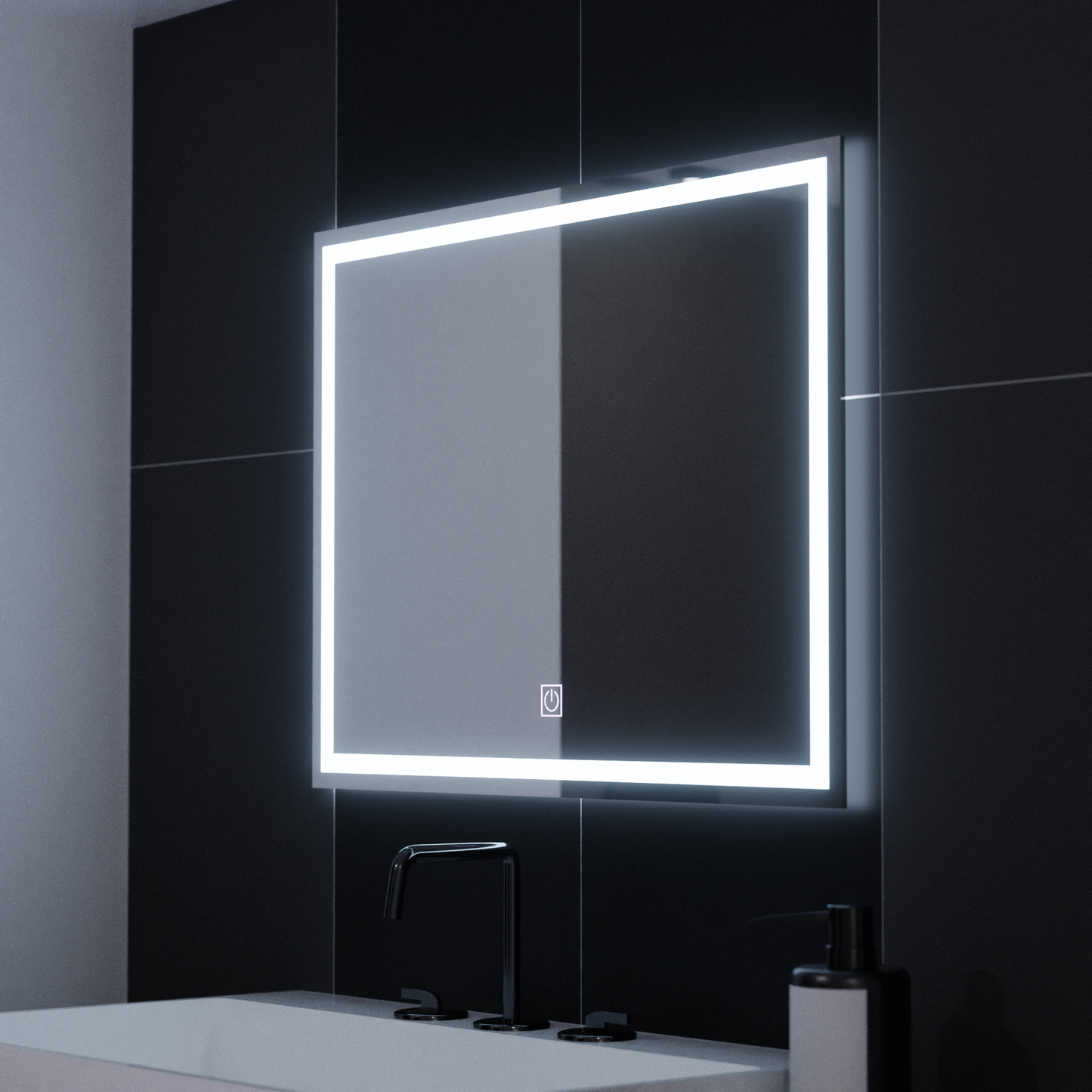 Zrcadlo LED obdélníkový rámeček 80x60cm Základní dotek