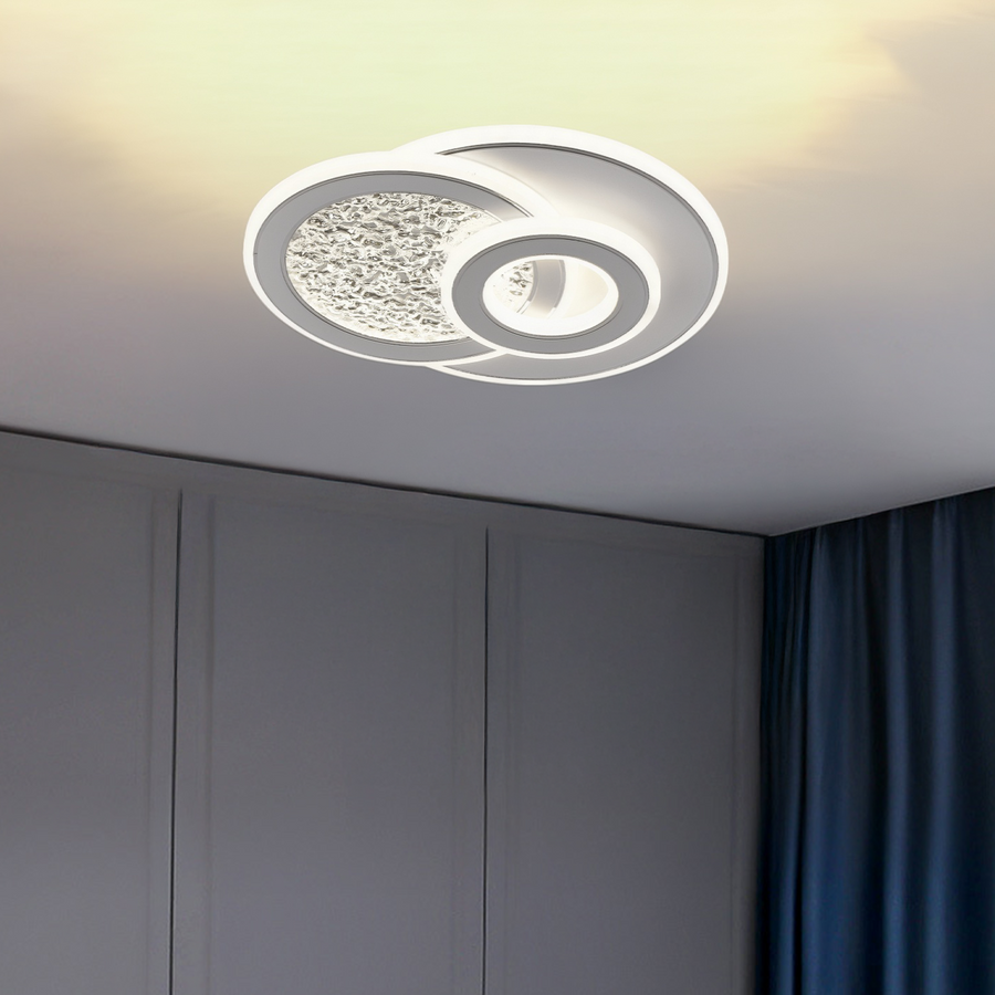 KOMPACTO LED lustr 34W, 3 kruhy, studené/teplé/neutrální světlo, bílá