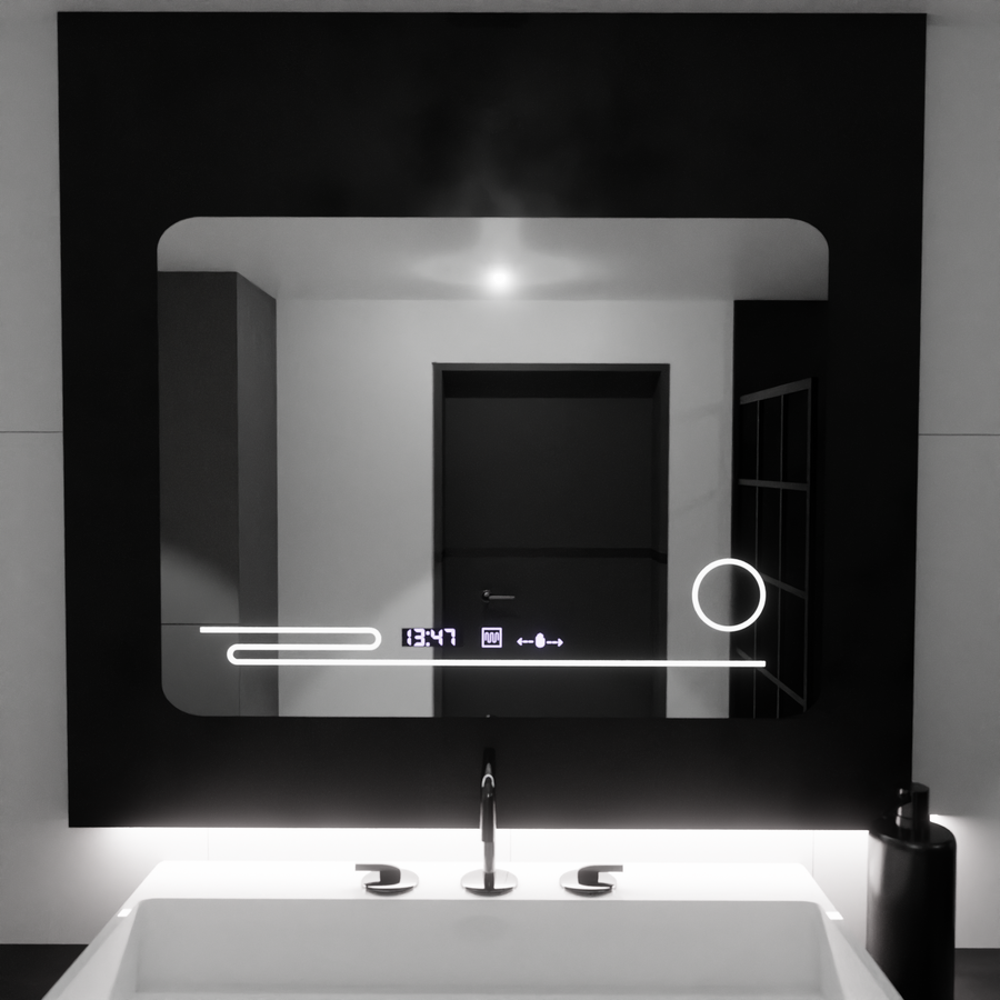 Obdélníkové LED Mirror 80x60cm Fortaleza Motionglow Marcello Dezolovací systém teploměru a kosmetický vlk