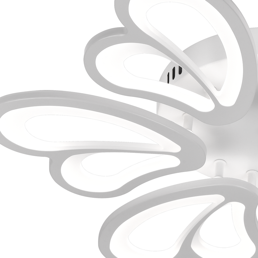 LED lustr s dálkovým ovládáním BLOSSOM 78W, 6 okvětních lístků, Průměr 60cm, Studené/Teplé/Neutrální světlo, Stmívatelné, Bílá