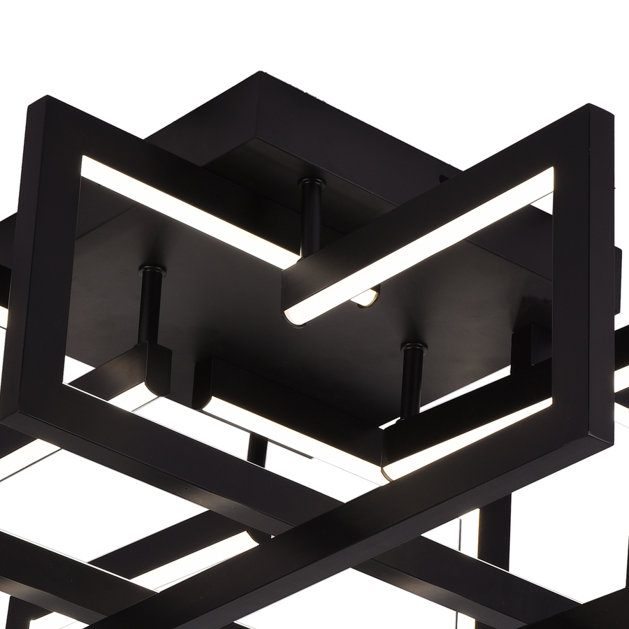 LED lustr s dálkovým ovládáním 98W, 4 Elements, Studené/Teplé/Neutrální světlo, Stmívatelné, Černá