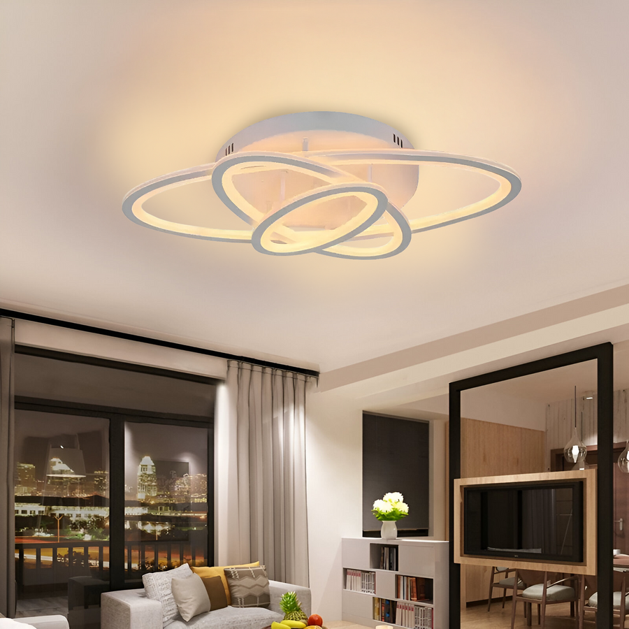 LED CHANDIER s gentianským dálkovým ovládáním, 75W, 3 elipsy, chladné/horké/neutrální světlo, nestabilní, bílé