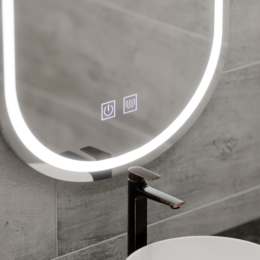 Oválné LED zrcadlo 50x80, Velara Touch, Demister System, Stmívatelné