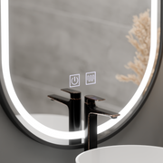LED oválné zrcadlo 50x100cm VETRO Touch Dimmable Demister System, černý rám