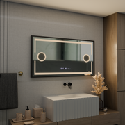 LED zrcadlový pohyb Motionglow Sensor Domingo s rozmrazovací funkcí 120x65 cm studené/teplé/teplé světlo, černý kartáčovaný rám, Marcello Funghi Collection