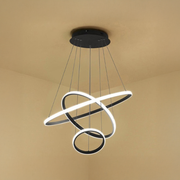 LED závěsný lustr RICCI 45W, 3 kruhy, studené/teplé/neutrální světlo, černý, výškově nastavitelný
