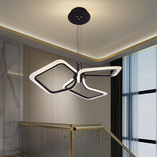 Závěsný LED lustr s dálkovým ovládáním RIMINI 56W, 3 čtverce, studené/teplé/neutrální světlo, stmívatelný, černý