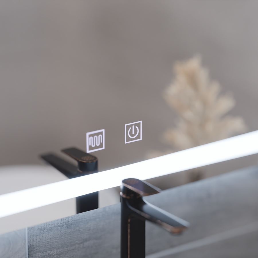 Obdélníkové LED zrcadlo, 80x60cm, Edge LUMINOUS Touch, Demister System, Stmívatelné