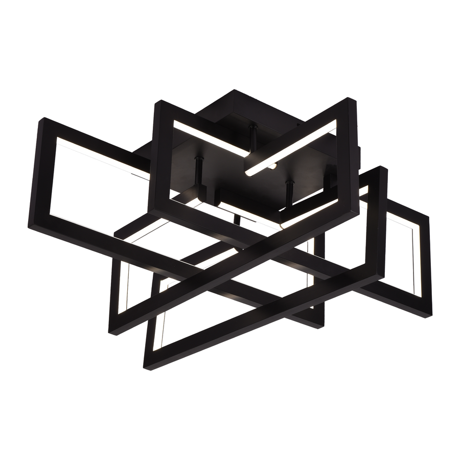 LED lustr s dálkovým ovládáním 98W, 4 Elements, Studené/Teplé/Neutrální světlo, Stmívatelné, Černá