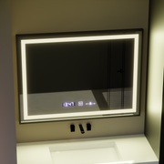 Zrcadlo LED obdélníkový 80x60cm Verite Majeste Noir Motion Glow Marcello Clock Defrition & Dimable teploměr