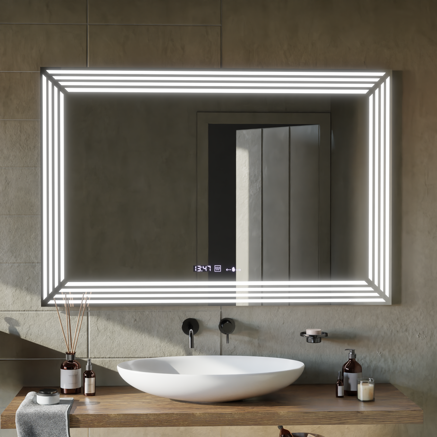 Zrcadlové LED obdélníkový 60x80cm Venezia Sensor Motionglow Marcellable Dimable Clock Dezoring System