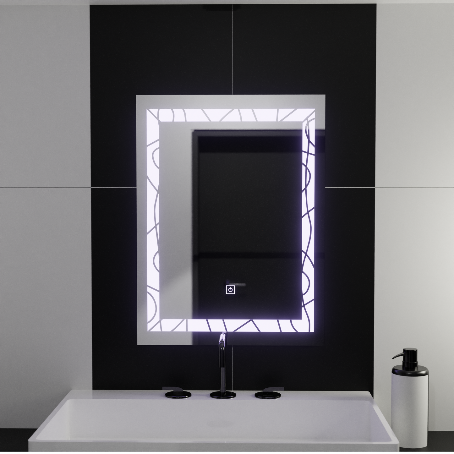 Zrcadlo LED obdélníkový 60x80 cm deco rám Základní dotek