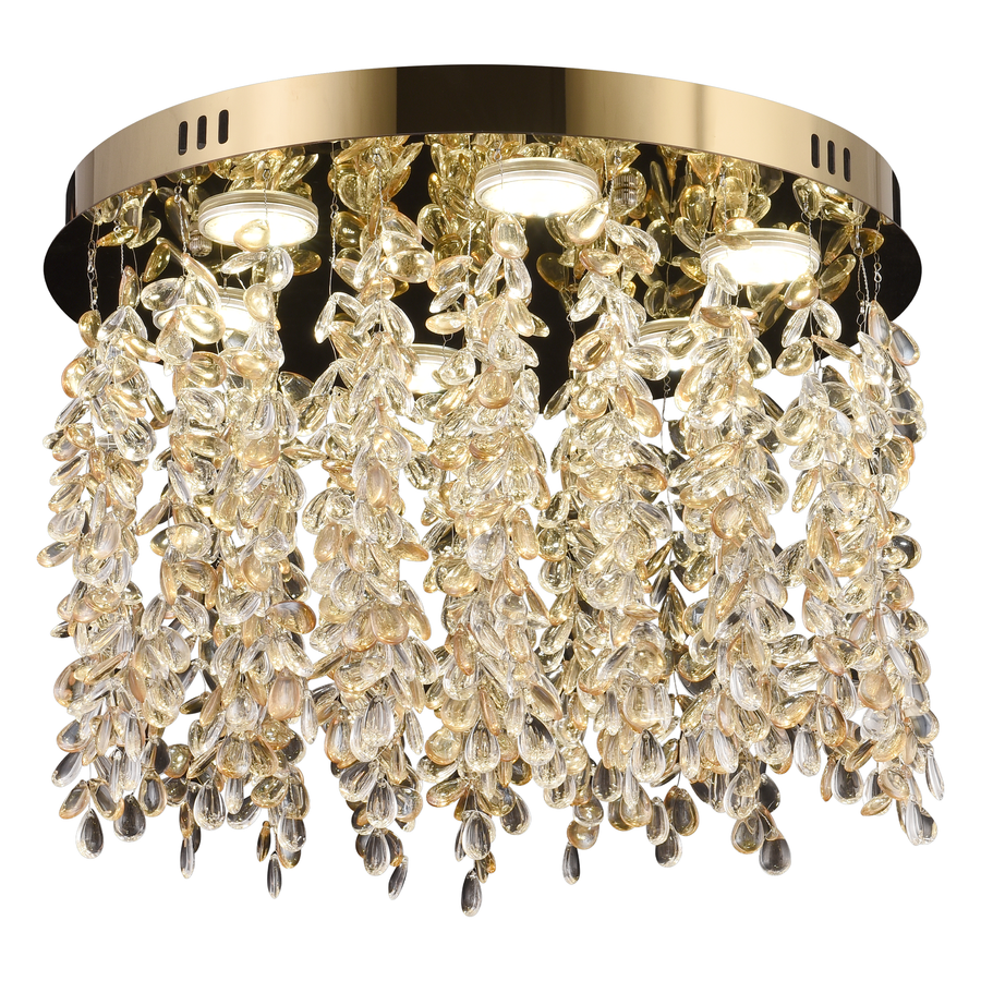 Křišťálový LED lustr LLC213/550GD kulatý, 30W, studené/teplé/neutrální světlo, krystaly, lesklé zlato