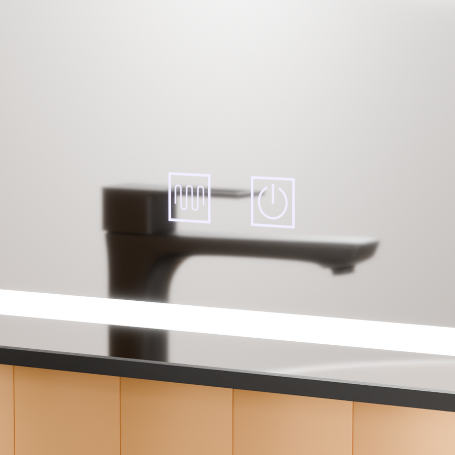Obdélníkové LED zrcadlo, 50x70cm, Taglio Touch, Demister System, černý rám