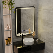 LED Touch Karl Mirror Defrition System, hodiny a teplota 50x70 cm Černý štětec