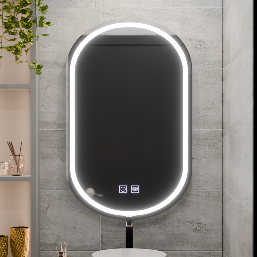 Oválné LED zrcadlo 50x80, Velara Touch, Demister System, Stmívatelné