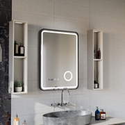 Mirror LED Touch Ulrich DeBrulation System, hodiny a teplota 60x80 cm Černá ramahed Cosmetics Lup