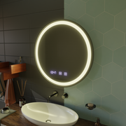 LED Touch Otto Mirror Dezoring System, hodiny a teplota 80 cm Černý hrubý rám