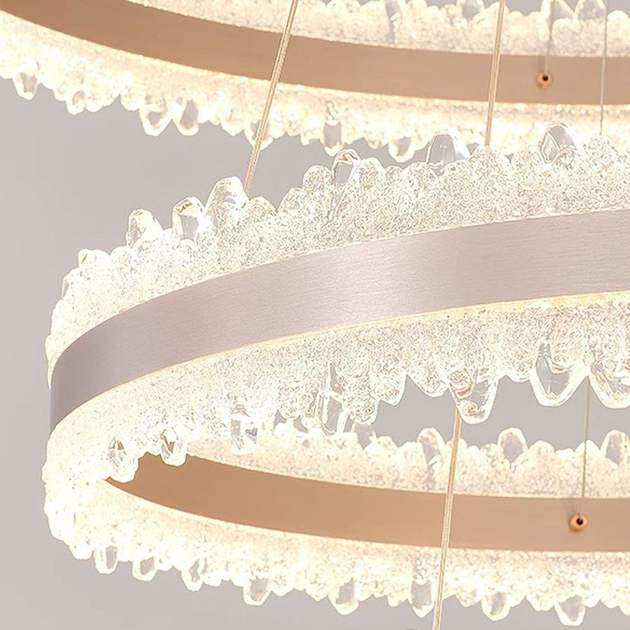 Závěsný LED lustr s dálkovým ovládáním FOSCO Duo 126W, studené/teplé/neutrální světlo, stmívatelný, výškově nastavitelný, zlatý