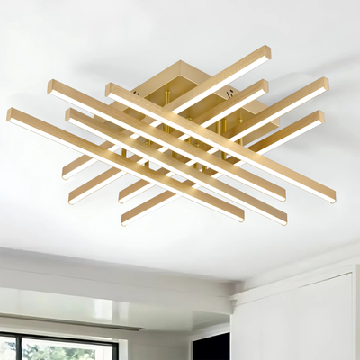 LED lustr s dálkovým ovládáním LINEX, 109W, světlo 3000K/4000K/6000K, stmívatelný, zlatý