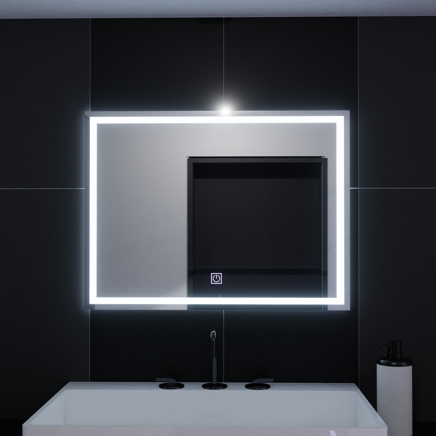 Zrcadlo LED obdélníkový rámeček 80x60cm Základní dotek