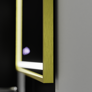Zrcadlo LED obdélníkový 100x65cm Verite Royale Gold Motion Glow Marcello Clock Defrition System & Dimable teploměr