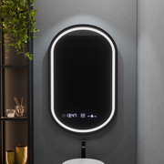 Oválné LED zrcadlo, 50x80cm, Alessia MotionGlow Marcello, Demister System, Hodiny & Teploměr, Stmívatelné