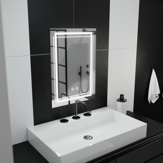 Obdélníkové LED zrcadlo, 60x80cm, KOVEN Touch, Demister System, Stmívatelné