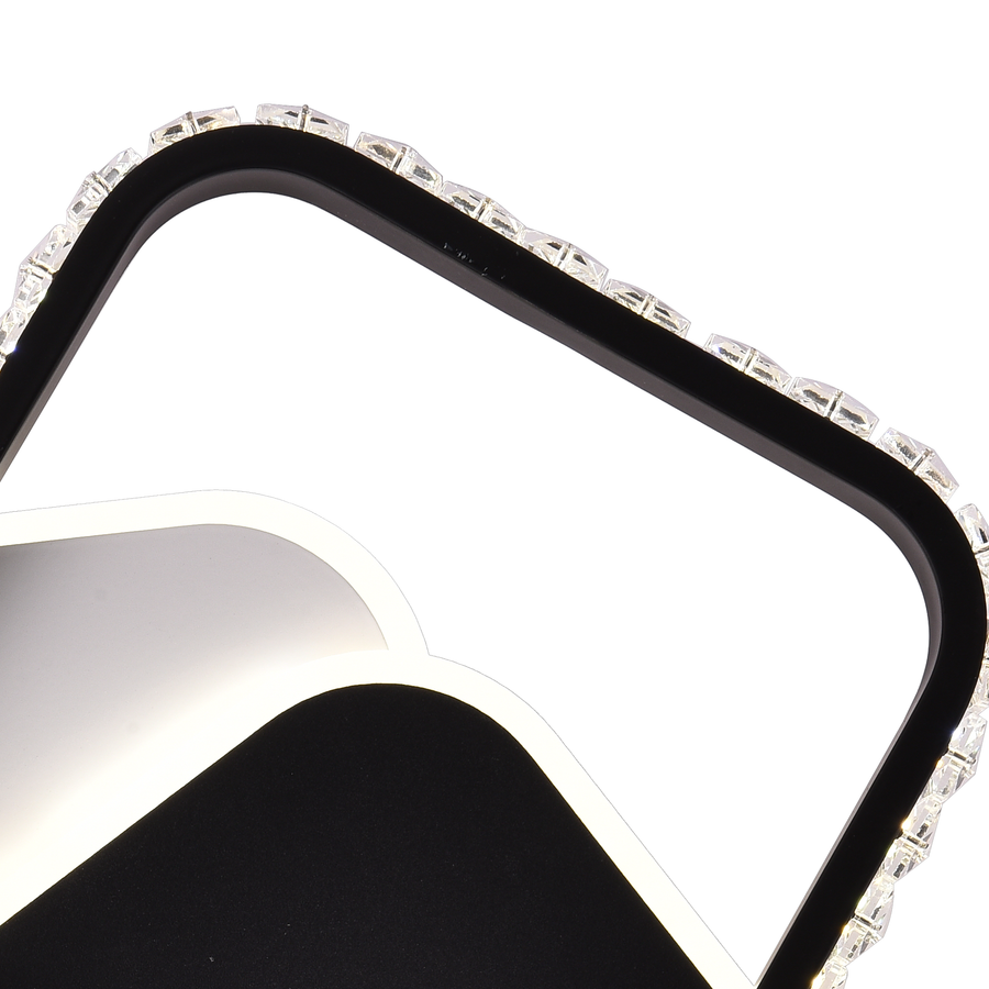 LED křišťálový lustr PRISMIQ 39W, 3 čtverce, studené/teplé/neutrální světlo, černý