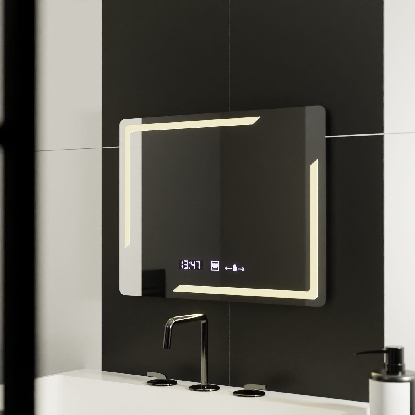 Zrcadlo LED obdélníkový 80x60cm Rayonnement Motiongllow Marcelow System Postižení & Daim teploměr