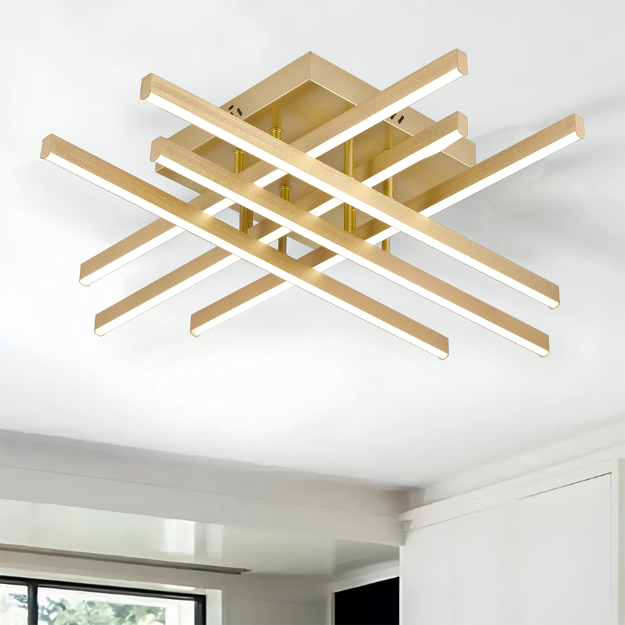 LED lustr s dálkovým ovládáním LINEX, 83W, světlo 3000K/4000K/6000K, stmívatelný, zlatý