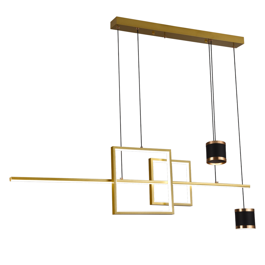 Závěsný LED lustr s dálkovým ovládáním DENISSE 81W, Studené/Teplé/Neutrální světlo, Stmívatelné, Zlaté, Nastavitelná výška, 2233/4GD