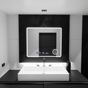 Zrcadlo LED obdélníkový 90x75cm Eco riflesso Puro Motionglow Marcello demontážní hodiny a vlčí teploměr