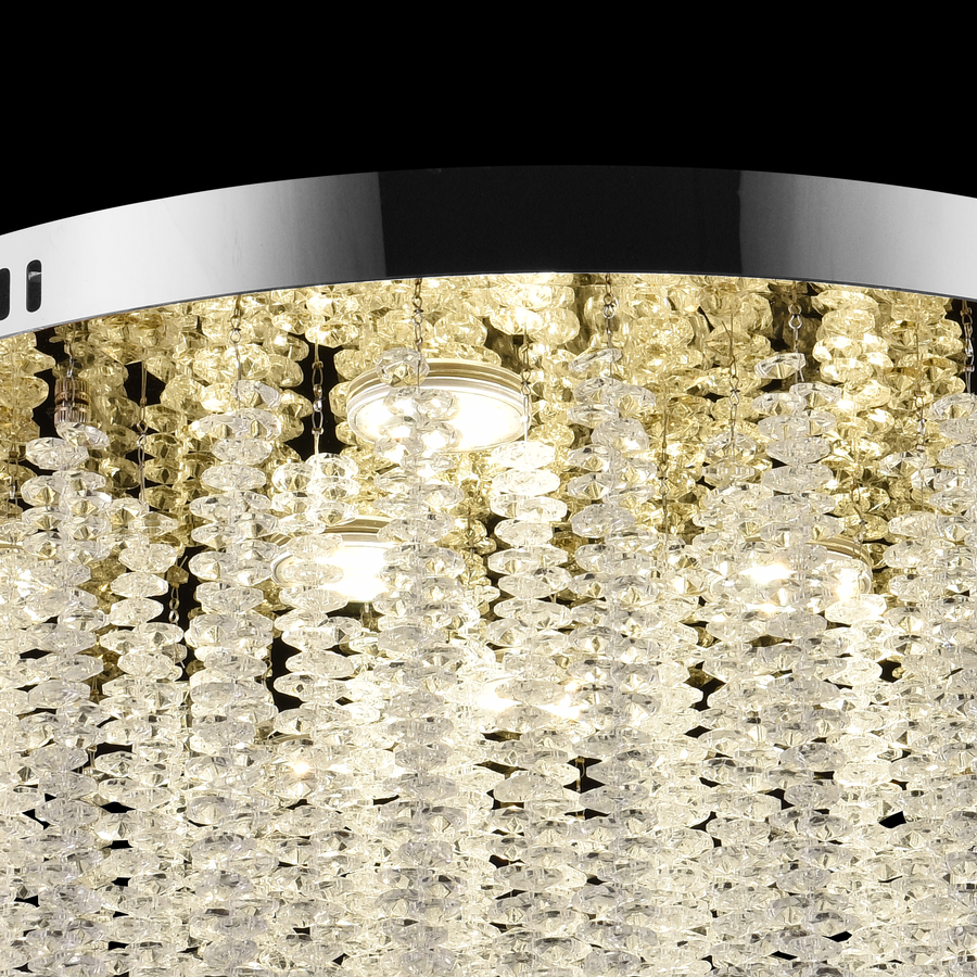 Křišťálový LED lustr LLC215/400WH kulatý, 22W, studené/teplé/neutrální světlo, křišťál, zlatý