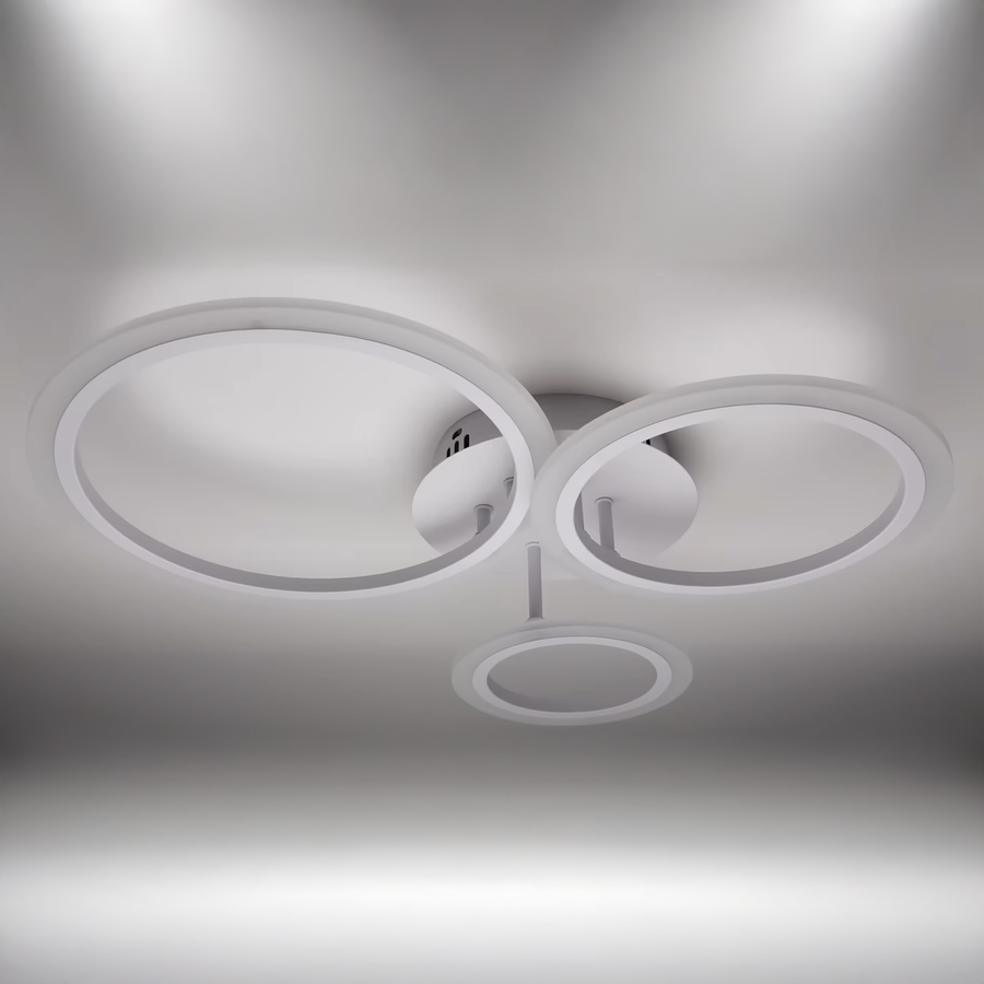 LED lustr s dálkovým ovládáním BETTY 41W, 3 kruhy, Studené/Teplé/Neutrální světlo, Stmívatelné, Bílá