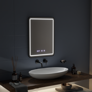 LED Touch Gerhard Mirror Defrition System, hodiny a teplota 60x80 cm Černý rám štětce