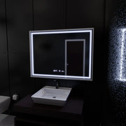 Zrcadlo LED obdélníkový 120x80cm Verite Imperial Silver Motion Glow Marcello Clock Defrition System & Dimable teploměr