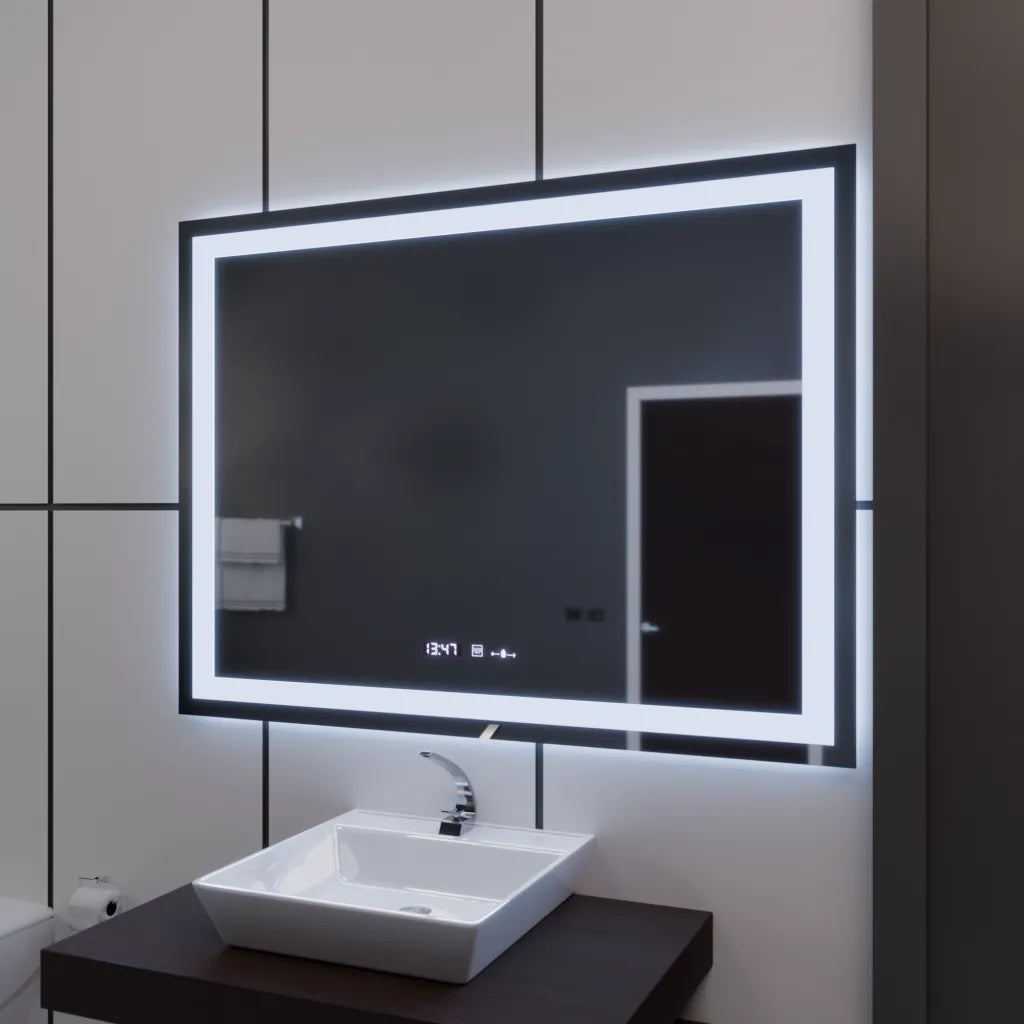 Mirror LED obdélníkový 120x80cm vérité Motionglow Marcello, deaktivační systém, teploměr a hodiny, daimable