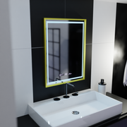 Obdélníkový LED zrcadlo 50x70cm Verite Royale Gold Motion Glow Marcello Dimable Clock Dezoring System