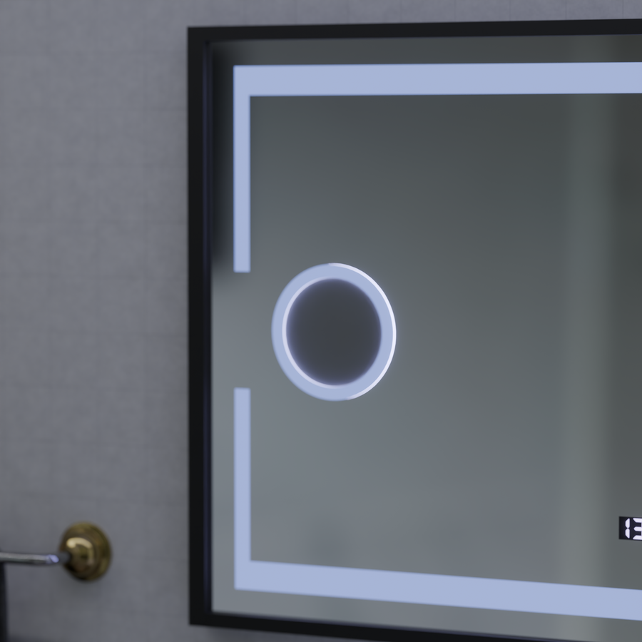 LED zrcadlový pohyb Motionglow Sensor Domingo s rozmrazovací funkcí 120x65 cm studené/teplé/teplé světlo, černý kartáčovaný rám, Marcello Funghi Collection