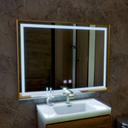 LED Touch Kariri Mirror, 80x60 cm, Funkce rozmrazování, zlaté růže kartáčované rám