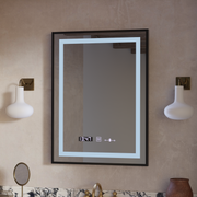 Zrcadlo LED obdélníkový 60x80cm Verite Majeste Noir Motion Glow Marcello Clock Defrost & Dimable teploměr