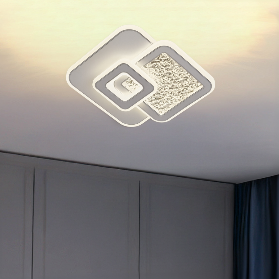 KOMPACTO 57W LED lustr, 3 čtverce, studené/teplé/neutrální světlo, bílá