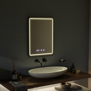 LED Touch Gerhard Mirror Defrition System, hodiny a teplota 60x80 cm Černý rám štětce