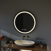 Zrcadlový LED dotykový systém Hans DeBrulation System, hodiny a teplota 60 cm Black Brudged Frame