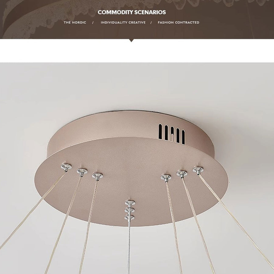 Závěsný LED lustr s dálkovým ovládáním FLAVIO 126W, studené/teplé/neutrální světlo, stmívatelný, výškově nastavitelný, zlatý